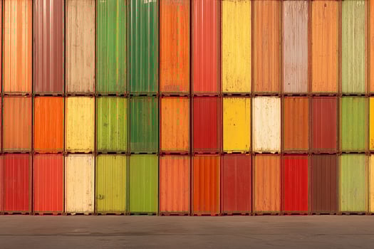 A man standing in front of a wall of containers photo