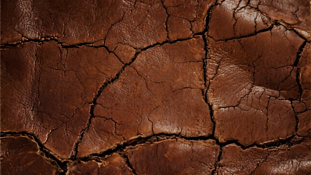 Close-up texture of cracked dark brown leather, showing detailed wrinkles and crevices, suitable as a background for design projects photo