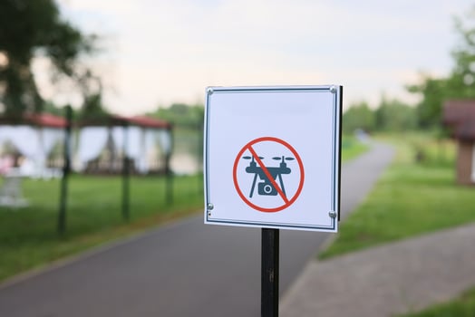 There is a No Drone Zone Sign that can be found at this Recreational Area for safety photo