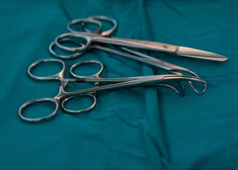 Surgical Instruments on Operating Table photo