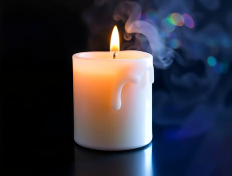 Burning Candle with Smoke and Soft Light photo