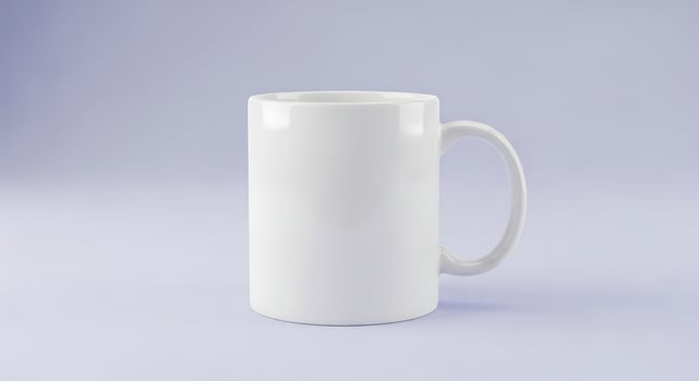 Blank white mug on lavender background photo