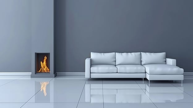 Living Room with Sofa and Fireplace photo
