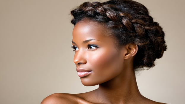 Beautiful african american woman with braided hair photo