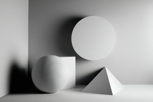 A black and white photo of a white egg and a round object