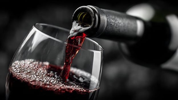 Pouring red wine into a glass photo