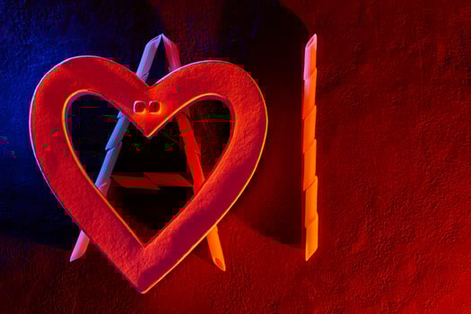 Futuristic Love Symbol Representing AI with Pasta and Neon Light photo