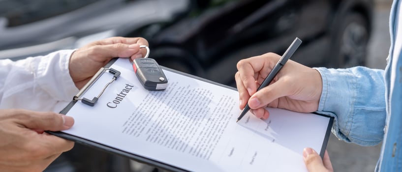 lease, rental car, sell, buy. Sign contract for new and used Car. Sales, loan credit financial, rent vehicle, insurance, renting, Seller, dealer, installment. car care business. photo