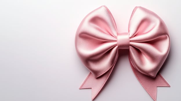 A pink satin bow on a white background. photo