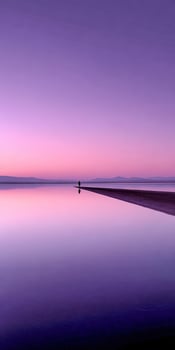 Silhouette person standing on the shore during sunset photo