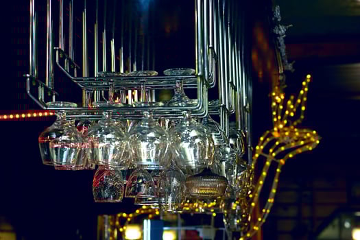 Evening set of wine glasses on the bar for drink photo