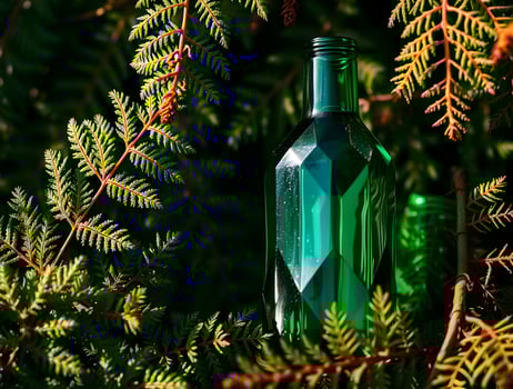 A green bottle sitting in a tree photo