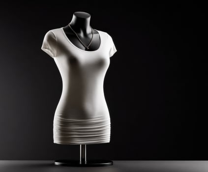A white dress on a mannequin with a black background photo