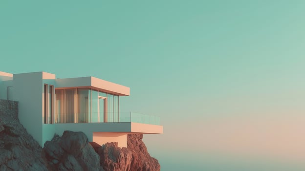 Modern House on Cliff Minimalist Architecture Coastal Scenery View photo