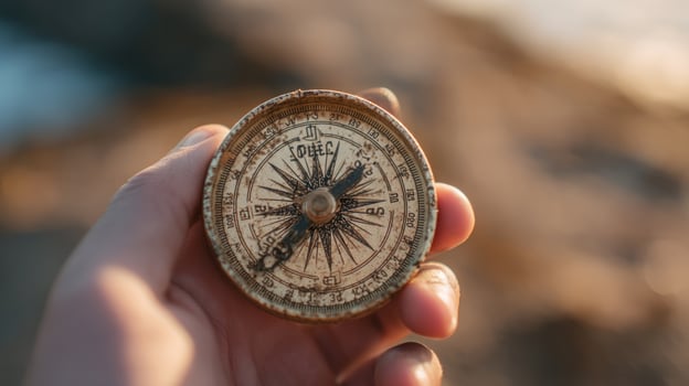 Handheld antique compass photo
