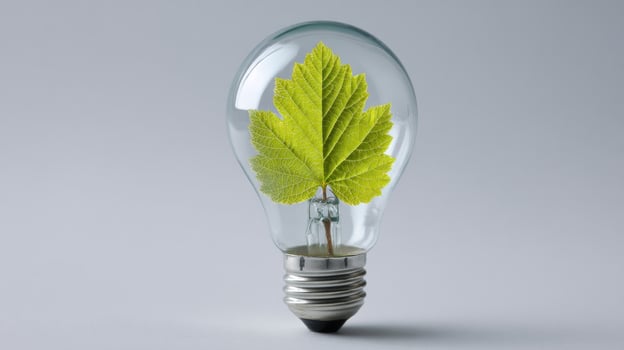 Lightbulb with leaf photo