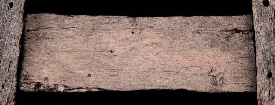 An old wooden sign on a black background photo