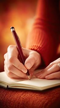 A woman writing in a notebook photo