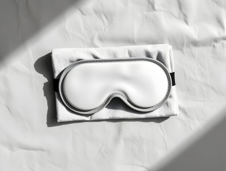 A white eye mask and a white pillow photo