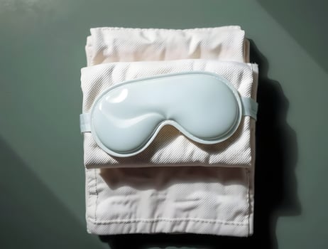 A white eye mask and a pair of white sheets photo