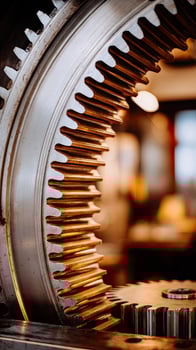 A close up of a metal gear wheel photo