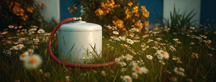 A fire hydrant in a field of flowers photo