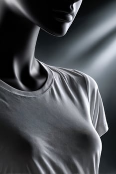 Close up of mannequin torso wearing a basic grey t-shirt photo