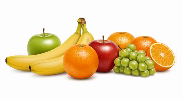 A group of fruits and vegetables are shown photo
