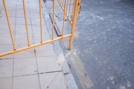 Weathered Yellow Barrier Gritty Urban Texture photo