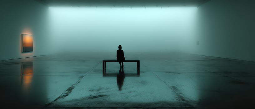 Solitary figure in a modern art gallery photo