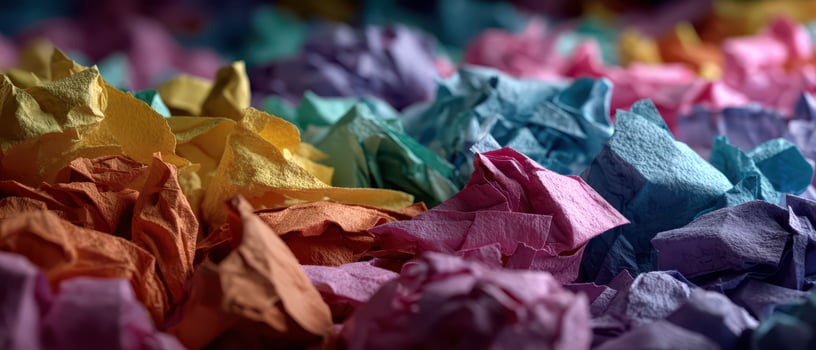 Colorful paper confetti scattered on a surface photo