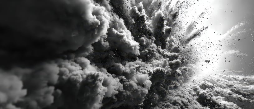 Explosive cloud of dust and debris fills the air photo