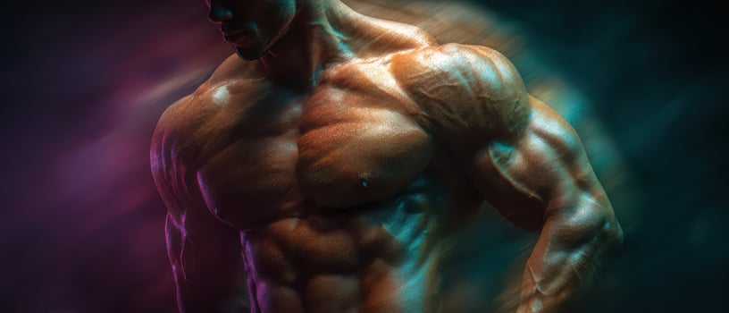 Muscular body in dramatic lighting photo
