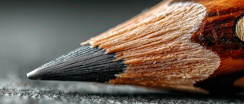 Close up of a sharpened pencil tip on paper photo