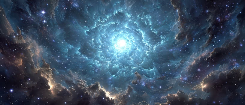 Cosmic swirl of stars and nebulous clouds in space photo