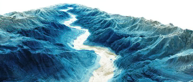 Stunning topographic model of a river in mountains photo