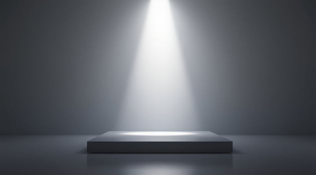 An empty stage with a spotlight shining on it photo