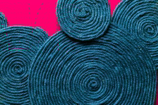 Jute twine macro shot. Texture of coarse thread. Cord background for packaging or crafts. Eco-friendly material for handicrafts photo