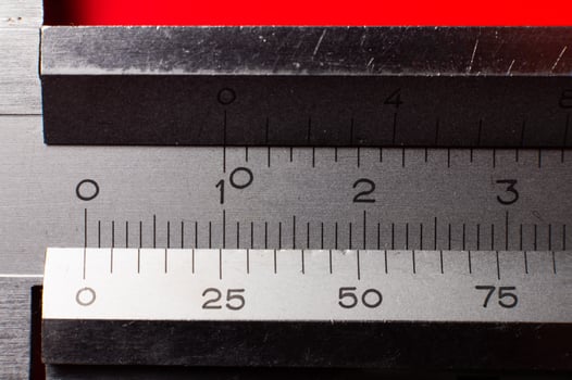 Macro shot of numbers on a caliper. The concept of precise and accurate measurement, professionalism and competence photo