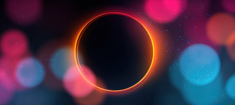 Digital Background with Glowing Circle and Colorful Blurred Shapes photo