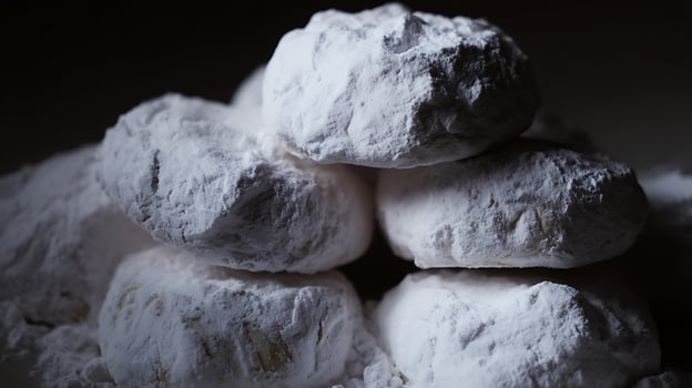 Sweet Snowy Treats Pile High in Dramatic Close Up. photo
