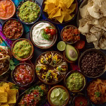A Feast of Authentic Mexican Flavors With Tacos and Dips. photo
