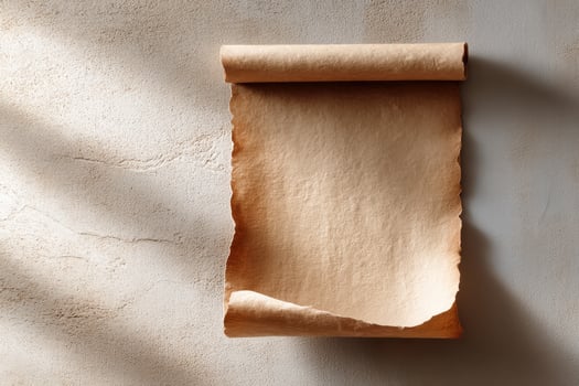 Elegant aged parchment with intricate texture displayed on a colorful backdrop for creative use photo