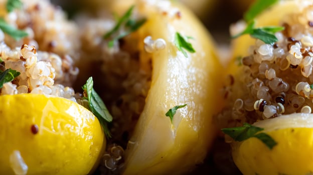 Savory Quinoa Stuffed Peppers with Fresh Herbs and Lemon Brightness. photo