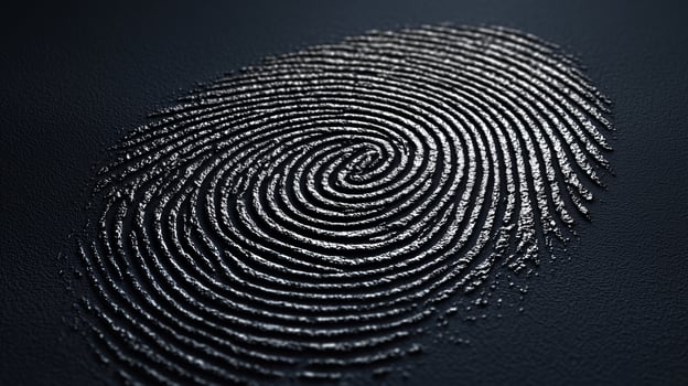 Focusing on a detailed fingerprint pattern, this visual illustrates the intricacies of biometric technology used for identity verification and security applications. photo