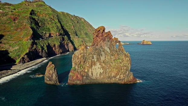 Aerial view of the rocky coastline of the island of so vitoria photo