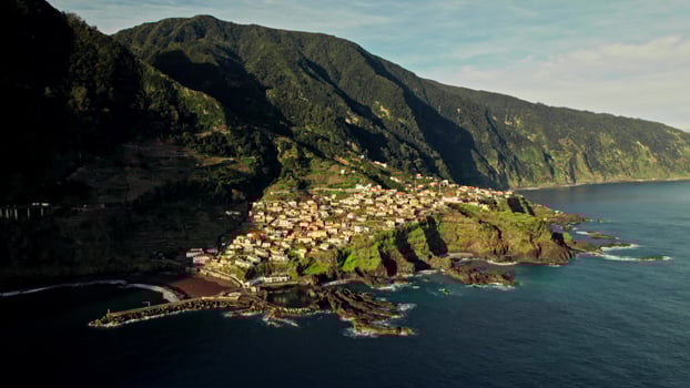 Aerial view of the village of sao de paulo, portugal photo