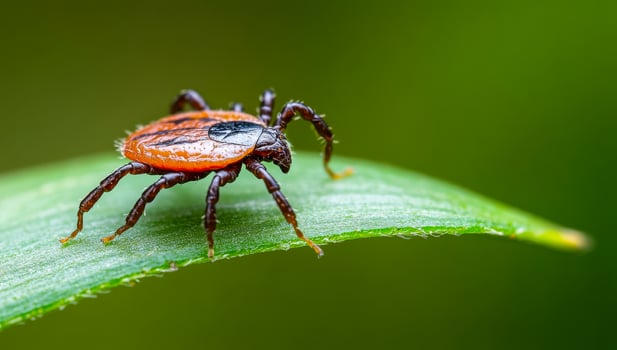 Tick on a green leaf photo