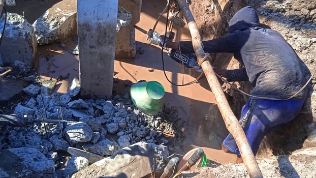 Pile foundation structure in deep excavation for heavy building support, showcasing civil engineering and site preparation. Suitable for building foundations, construction, civil engineering theme photo
