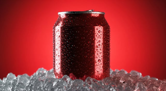 A can of coke sitting on ice photo